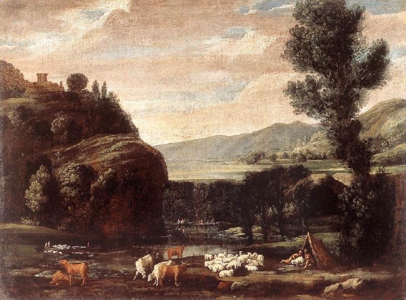 BONZI, Pietro Paolo Landscape with Shepherds and Sheep  gftry Germany oil painting art